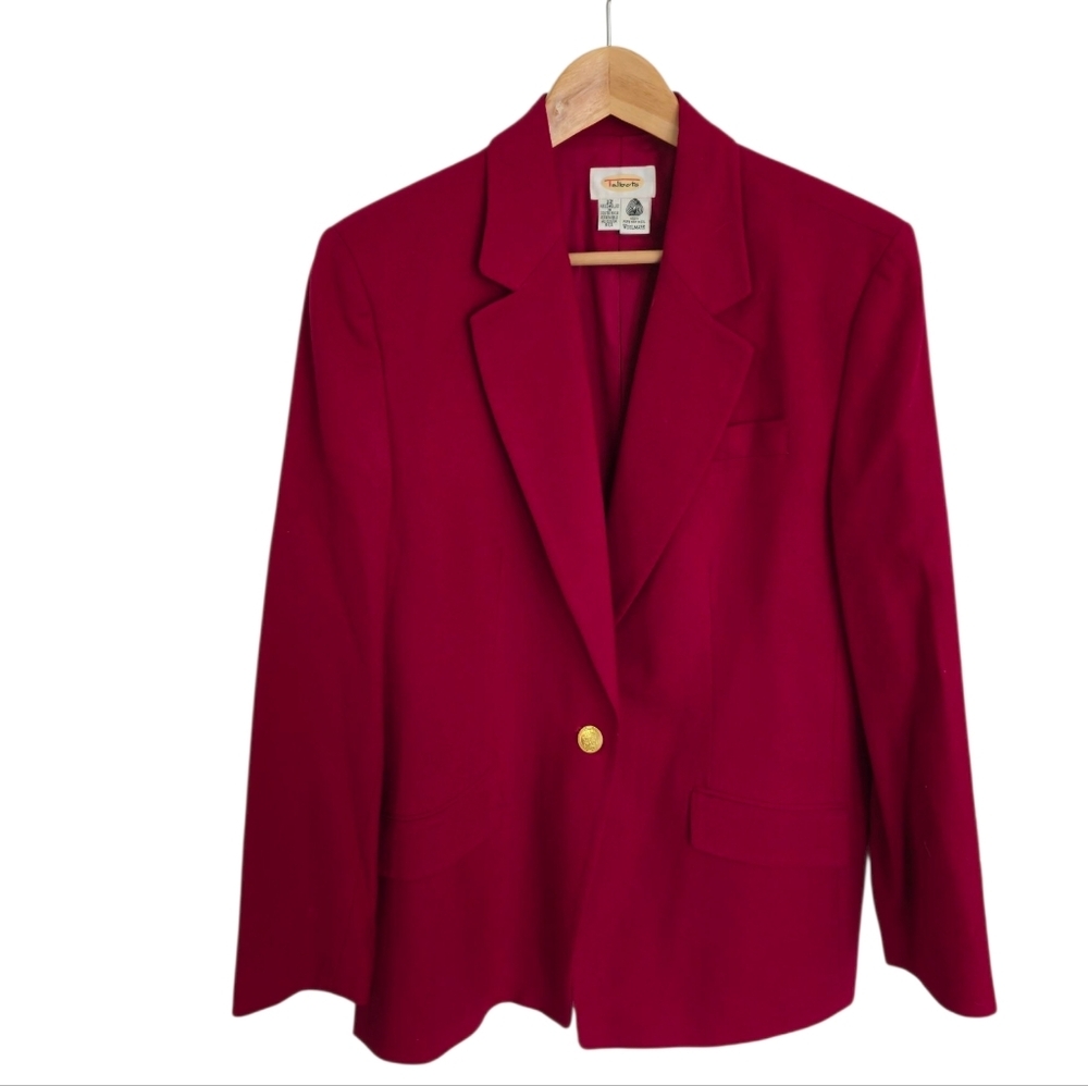 Vintage Talbots Pure New 100% Wool Woolmark Red Blazer Size 12